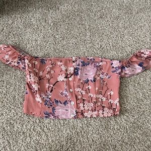 Pink floral crop top Size S